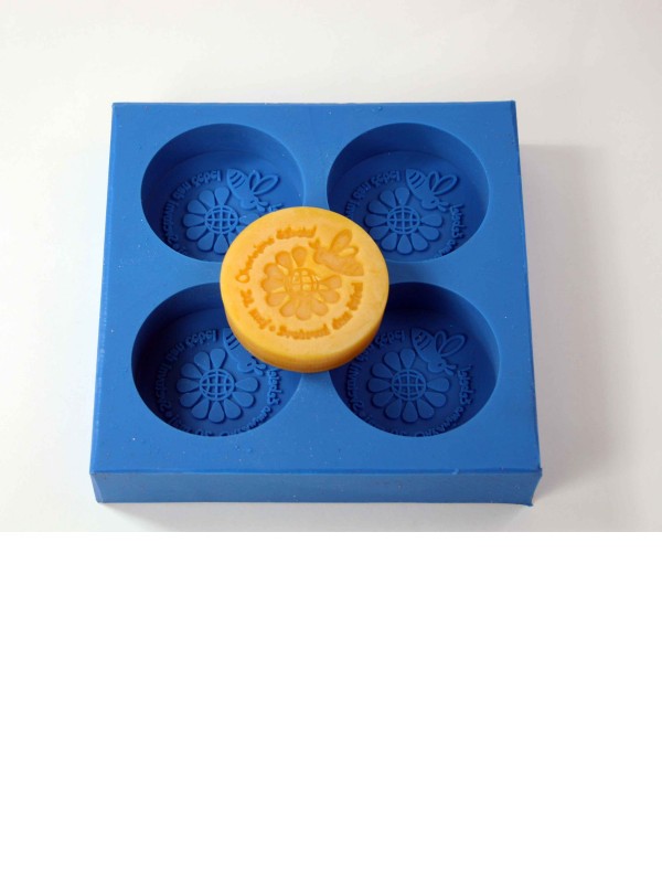 MOLD 4 - four round soaps WORLD BEE DAY