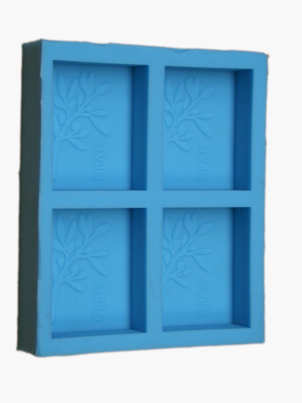 Silicone mold for soap four rectangles with olive branch