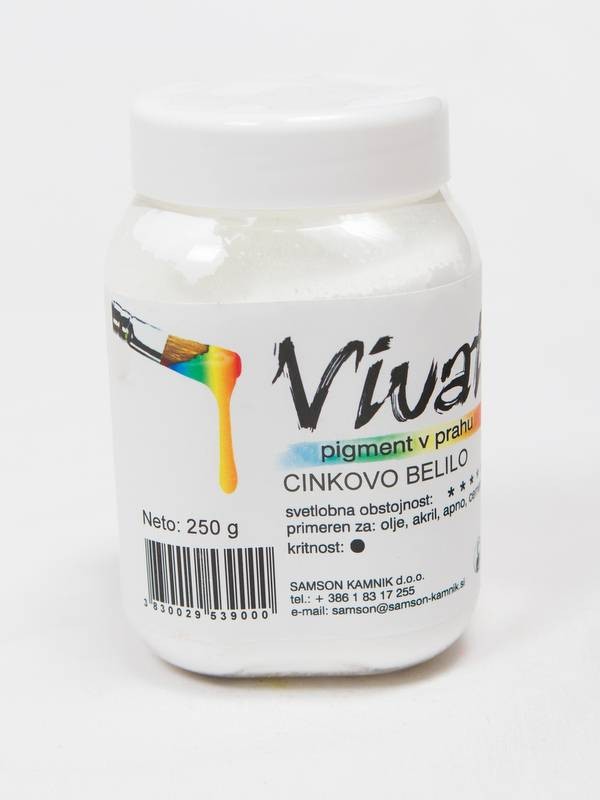VIVAT oksidni/anorganski pigment CINKOVO BELILO 250 g