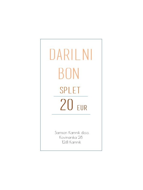 DARILNI BON za nakup na spletu 20 eur