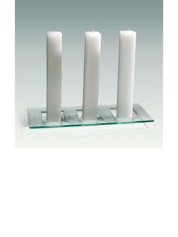 Steklen nosilec za 3 sveče